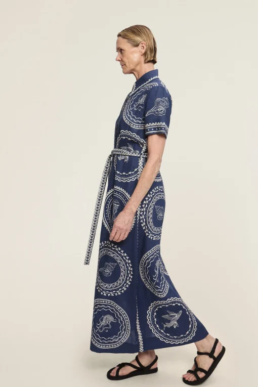 Oceane Linen Shirtdress Navy