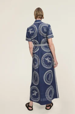 Oceane Linen Shirtdress Navy