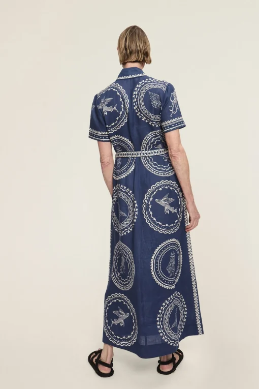 Oceane Linen Shirtdress Navy
