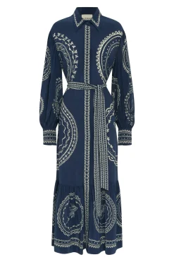 Oceane Silk Shirtdress Blue