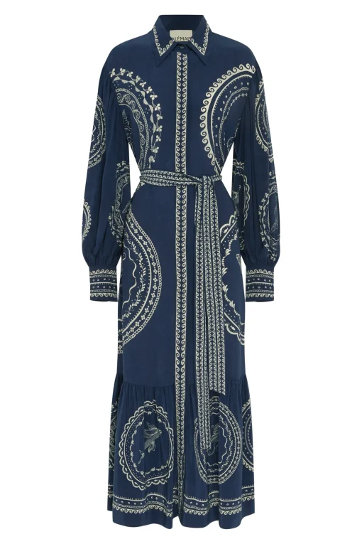 Oceane Silk Shirtdress Blue