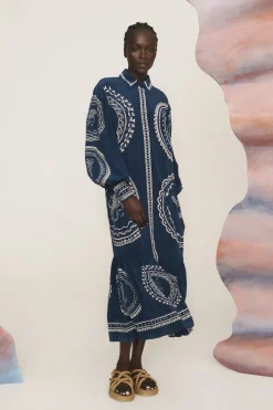 Oceane Silk Shirtdress Blue