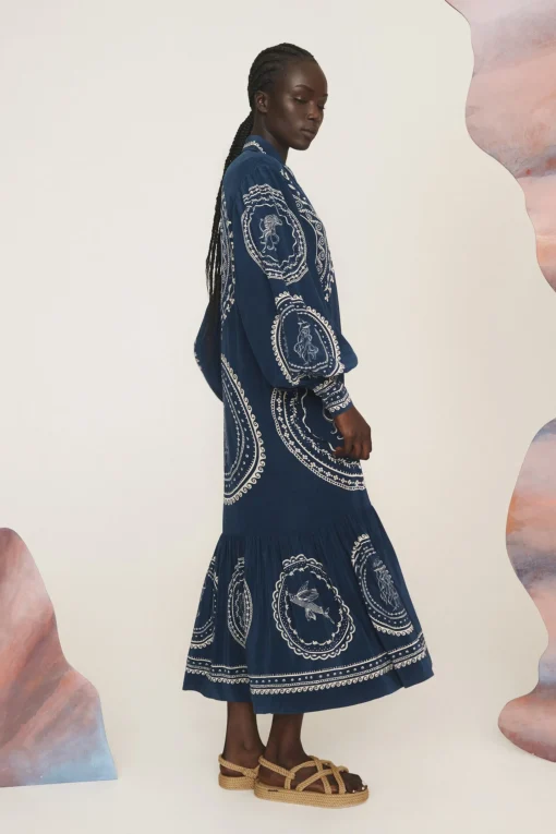 Oceane Silk Shirtdress Blue