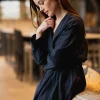 Organic Cotton Robe Navy