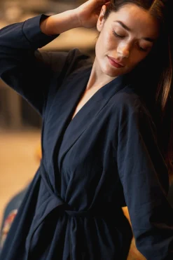 Organic Cotton Robe Navy