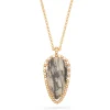Oval Pendant Necklace Meshy Stone