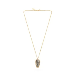 Oval Pendant Necklace Meshy Stone