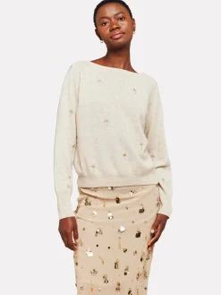 Palm Twist Boat Neck Cygnet/Gold Lurex