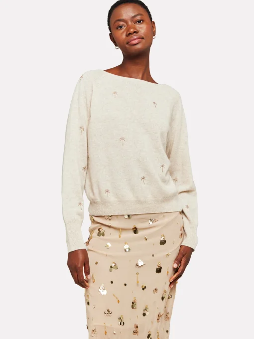 Palm Twist Boat Neck Cygnet/Gold Lurex