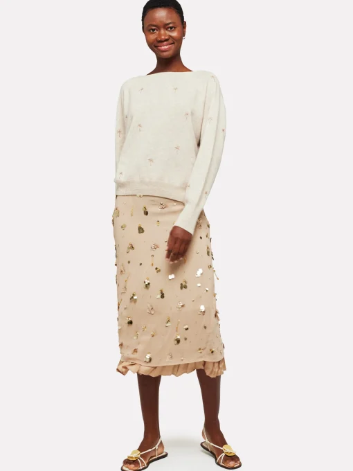 Palm Twist Boat Neck Cygnet/Gold Lurex
