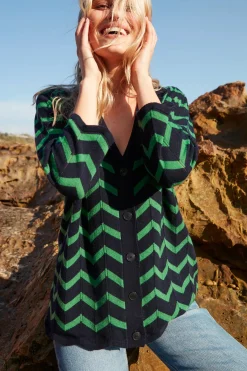 PJ Top Chevron Navy/Green