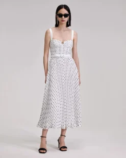 Polka Dot Chiffon Midi Dress