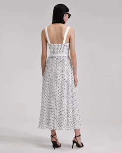 Polka Dot Chiffon Midi Dress
