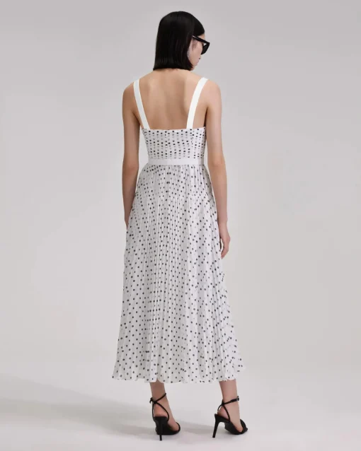 Polka Dot Chiffon Midi Dress