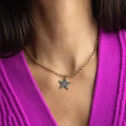 Rainbow Sapphire Chunky Star Necklace