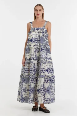 Reggina Maxi Dress Blue/Off-White