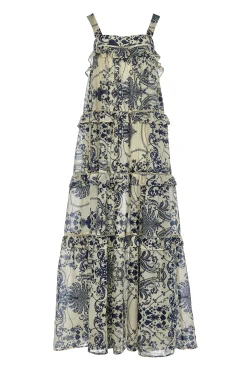 Reggina Maxi Dress Blue/Off-White