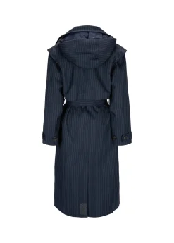 Regndrape Trench Coat Navy Pinstripe