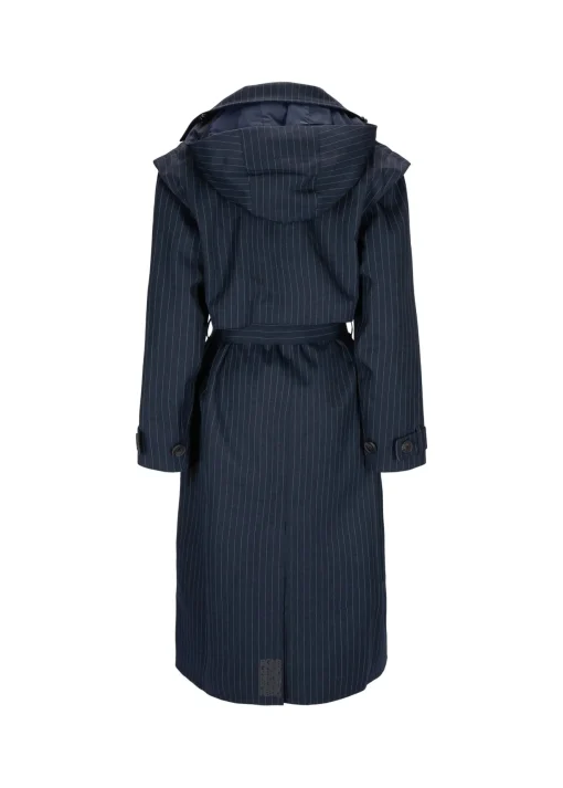 Regndrape Trench Coat Navy Pinstripe