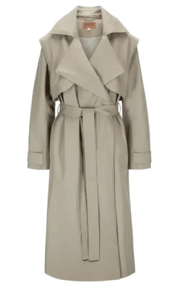 Regndrape Trench Coat Taupe Pinstripe