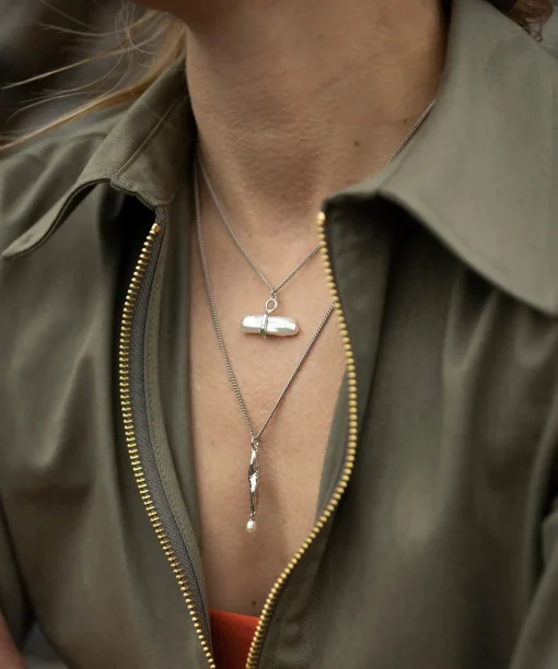 Reykjavik Pearl Toggle Necklace Silver