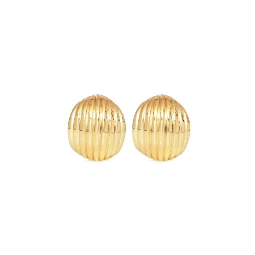 Ridged Fan Hoops Gold
