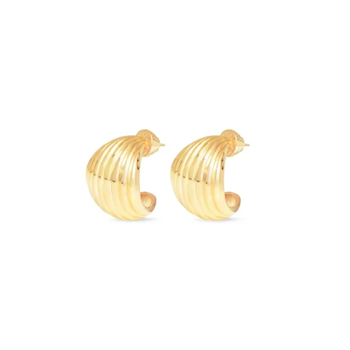 Ridged Fan Hoops Gold