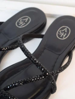 Rubis Crystal Sliders Black