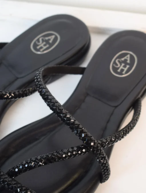 Rubis Crystal Sliders Black