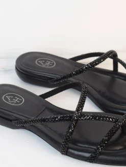Rubis Crystal Sliders Black