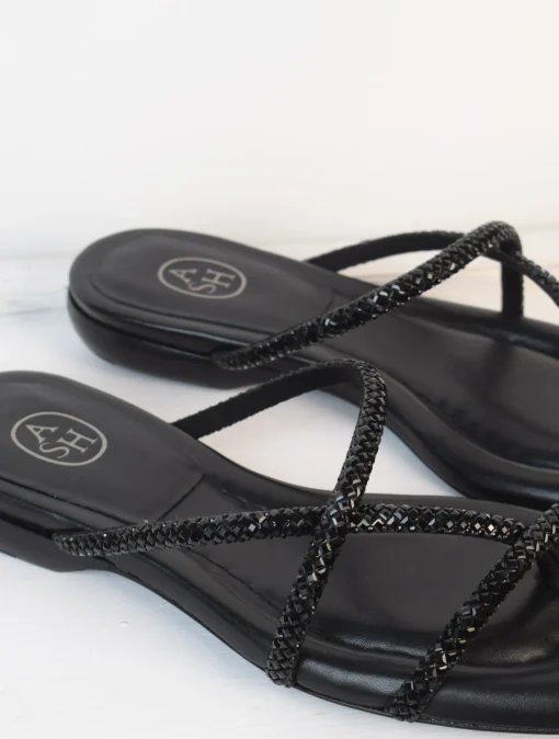 Rubis Crystal Sliders Black