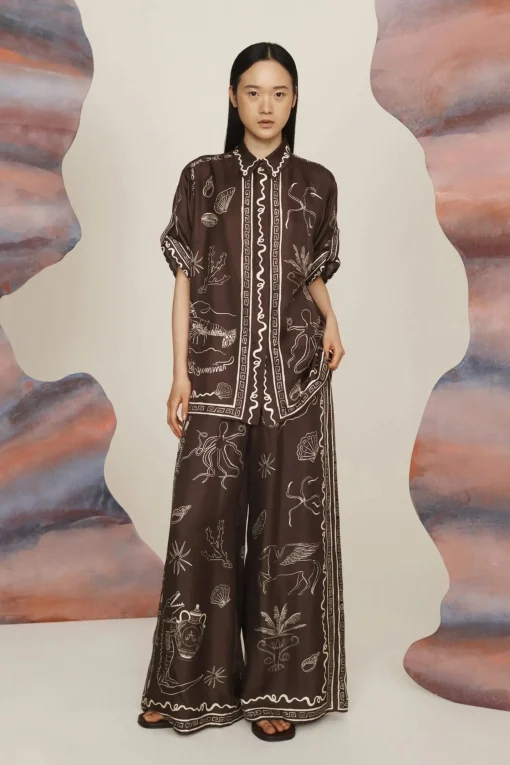 Sammy Silk Shirt Chocolate
