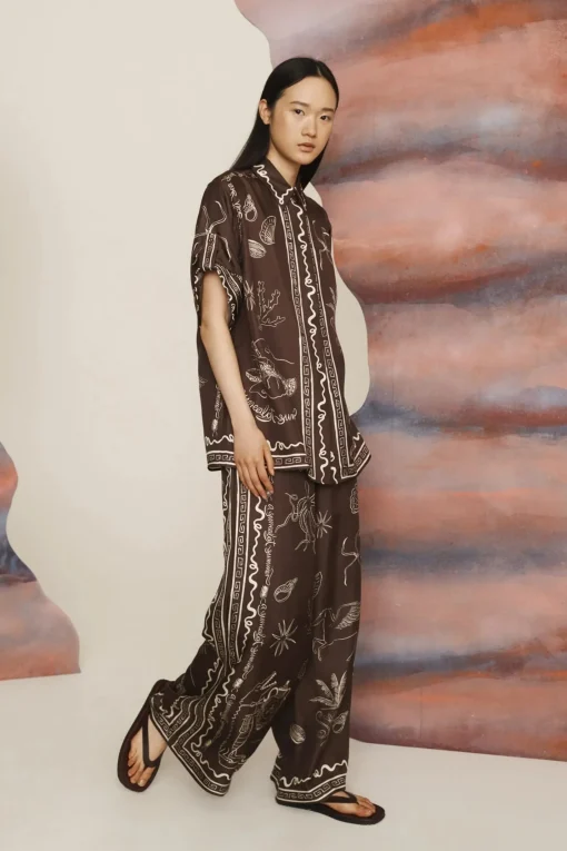 Sammy Silk Shirt Chocolate