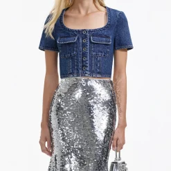 Silver Sequin Maxi Skirt