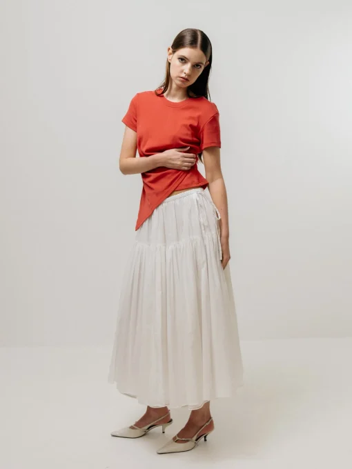 Single Tiered Skirt White