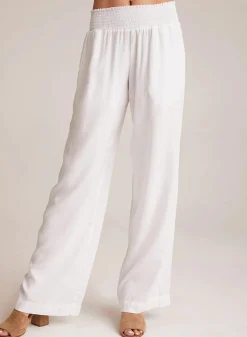 Smocked Waist Trousers White