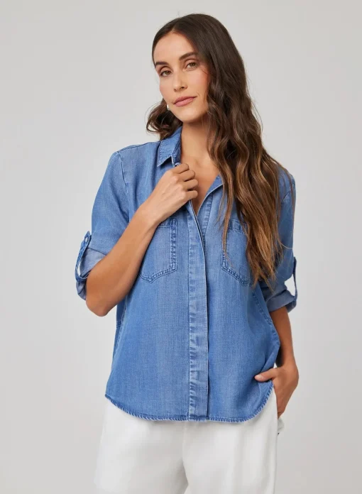 Split Back Shirt Moonlit Haze Wash