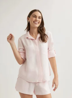 Split Back Shirt Pink Petal