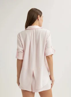 Split Back Shirt Pink Petal