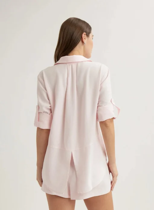 Split Back Shirt Pink Petal