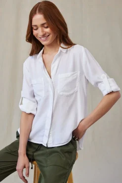 Split Back Shirt White
