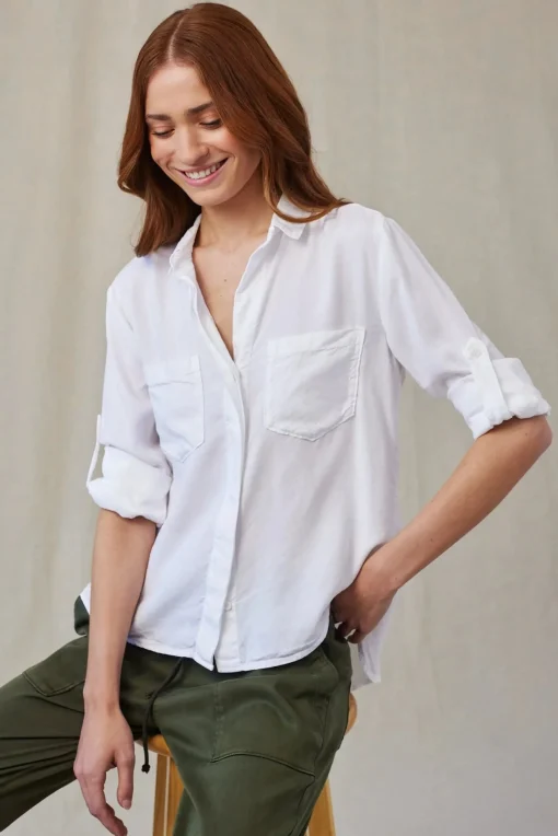 Split Back Shirt White