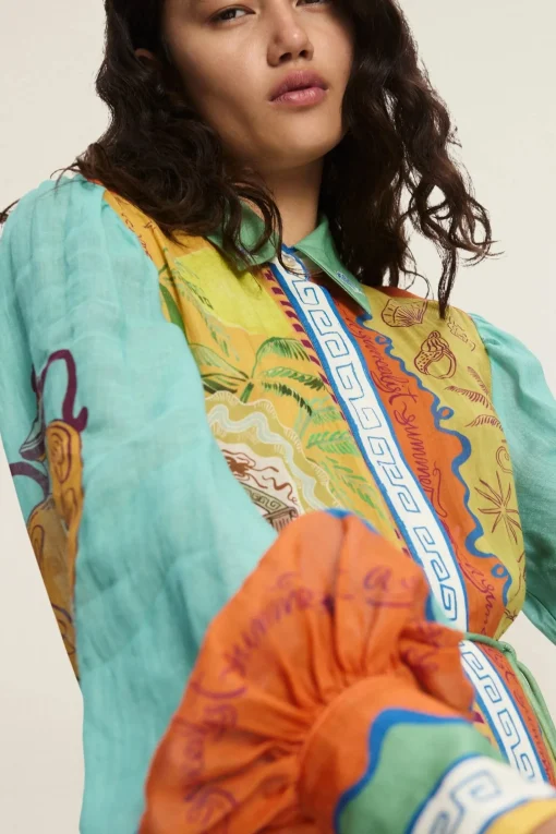 Surrealist Summer Ramie Shirtdress