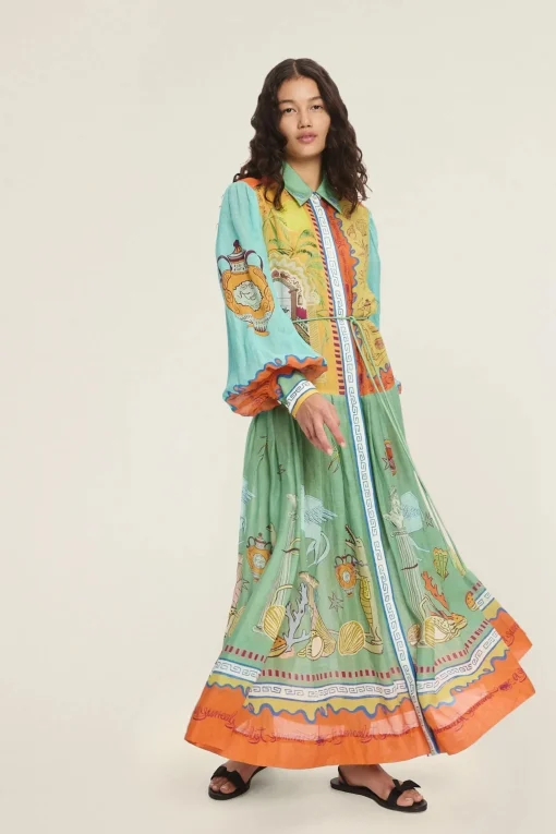 Surrealist Summer Ramie Shirtdress