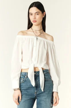 Talena Off-The-Shoulder Shirt White