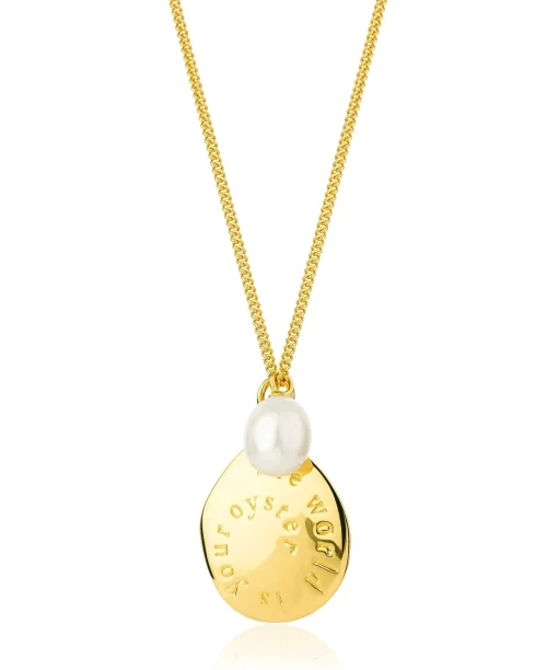 The World is Your Oyster Necklace Gold