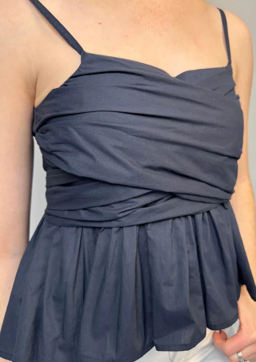 Tie Front Blouse Navy