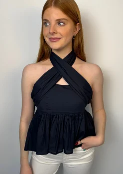 Tie Front Blouse Navy
