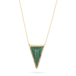 Triangle Pendant Necklace Malachite