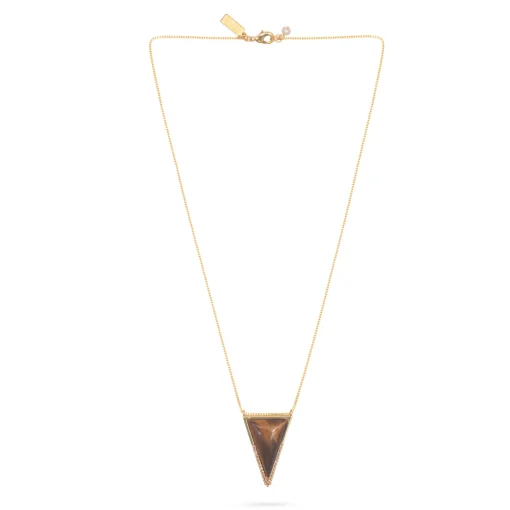 Triangle Pendant Necklace Tiger Eye